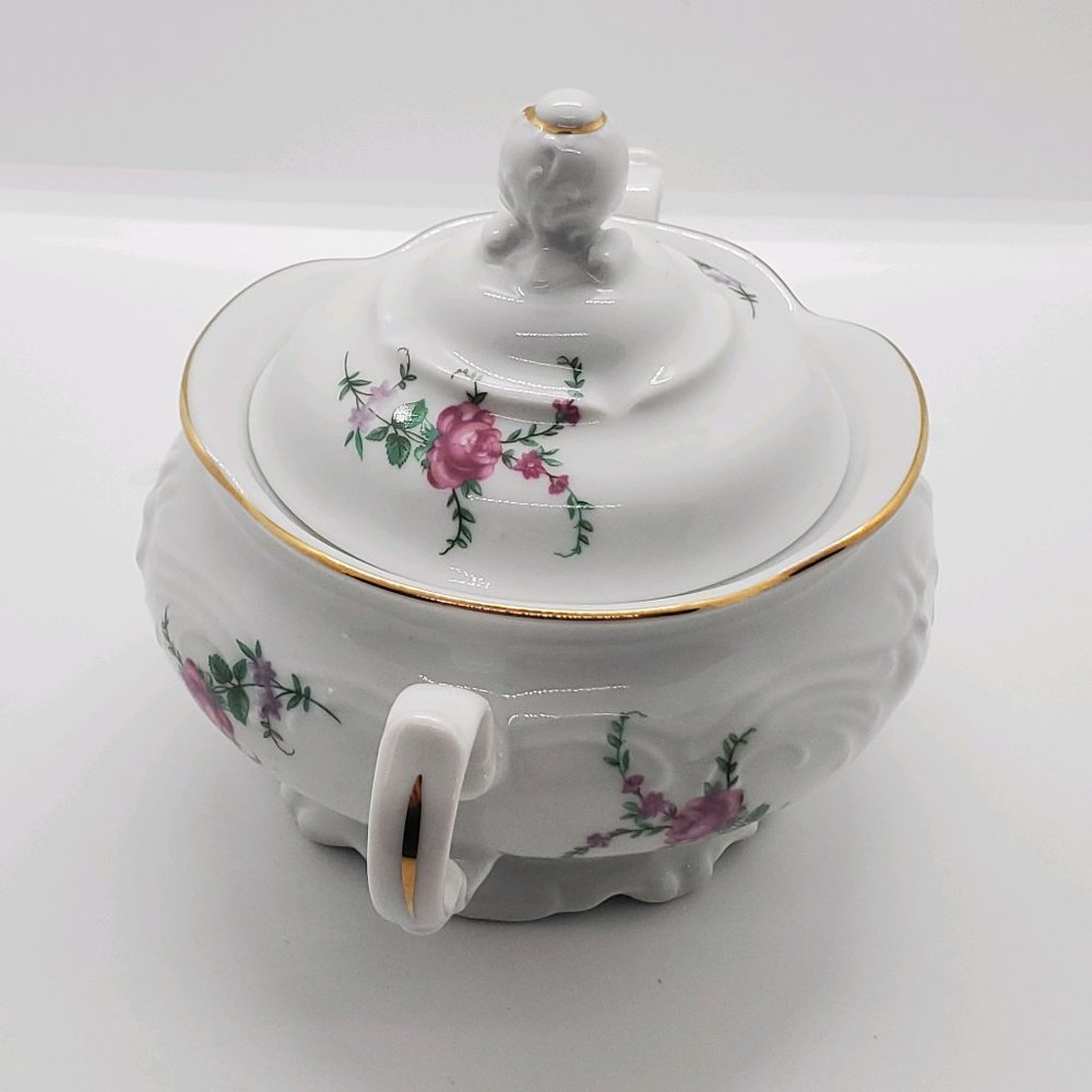 Vintage China Royal Kent Collection Poland Bavarian Rose Sugar Bowl & Creamer - Picture 4 of 13
